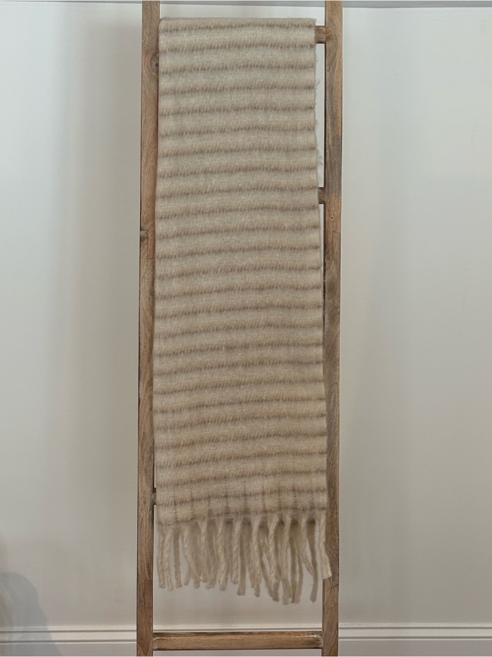Steve Madden Neutral Striped Blanket Scarf Fringe Wrap NWOT